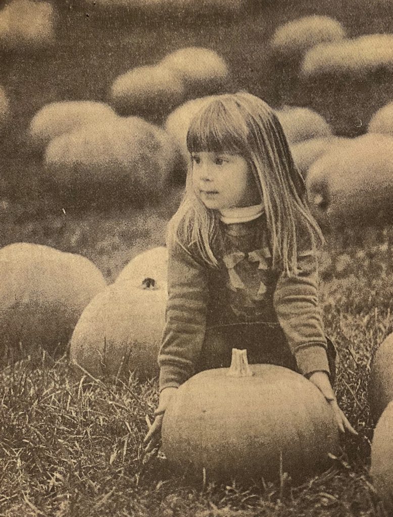 Valerie as a 2 year old in a pumpkin patch, photo from News & Observer