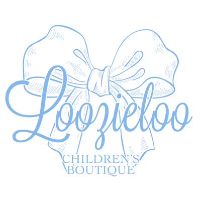 Blue bow logo for Loozieloo's children's boutique in Cary, NC.